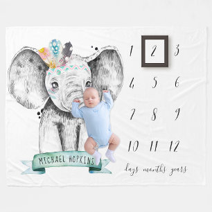 Baby-Meilenstein-Decke Kleiner Elefant Fleecedecke
