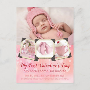 Baby Mein erster Valentinstag Blush Pink-Fotos Feiertagspostkarte
