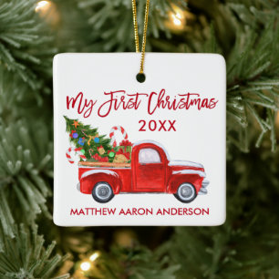 Baby Mein Erster Weihnachten LKW Zuckerhut Stangen Keramikornament
