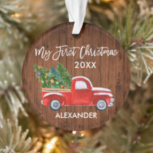 Baby Mein erstes Weihnachten Holz Vintage-Rotlastw Ornament