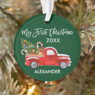 Baby Mein erstes Weihnachten roter LKW Zuckerrohre Ornament