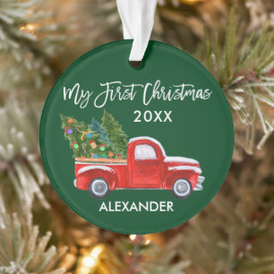 Baby Mein erstes Weihnachten Vintag Red Truck Gree Ornament