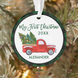 Baby Mein erstes Weihnachten Vintage-LKW Grün Kari Ornament