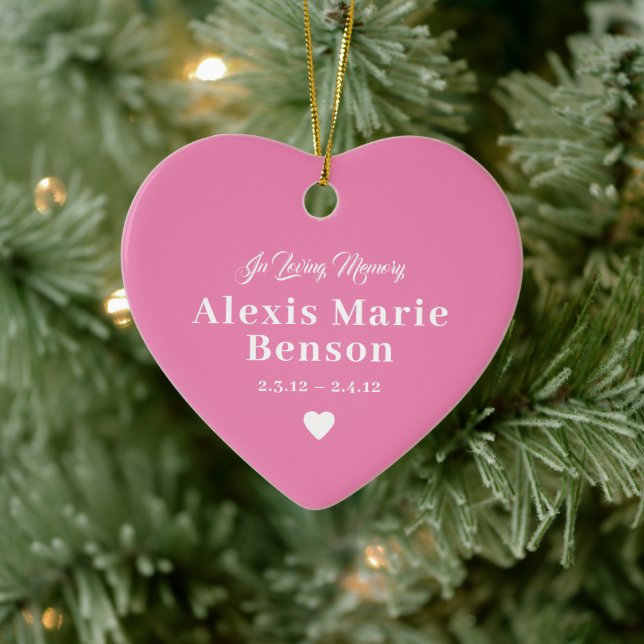 Baby Memorial Dark Pink Volles Foto Keramik Ornament (Baum)