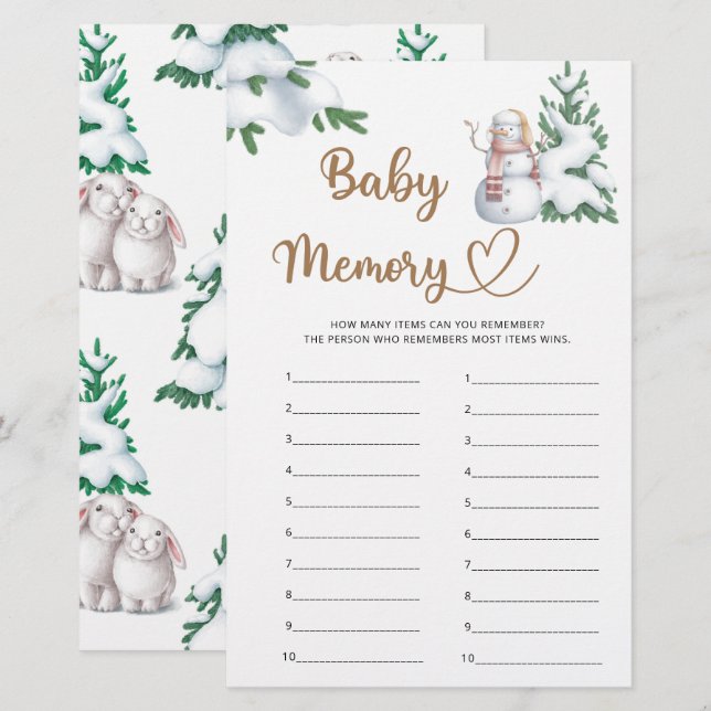 Baby Memory Winter Baby Showspiel (Vorne/Hinten)