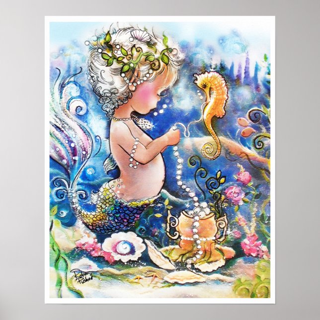 Baby Mermaid und eine Perlenschnur Poster (Vorne)