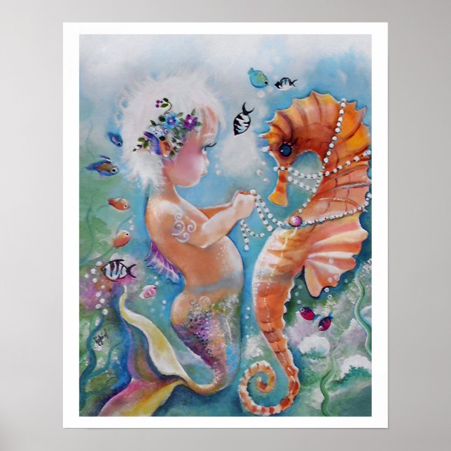 Baby Mermaid und Sea Horster Poster (Vorne)
