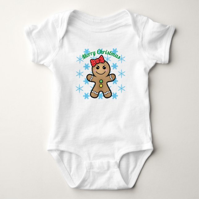 Baby Merry Christmas - Lebkuchenmädchen Strampler (Vorderseite)