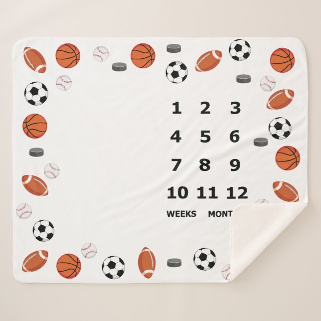 Baby Milestone Blanket Sportdesign Sherpadecke (Vorderseite (Horizontal))