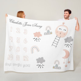 Baby Milestone Blanket Weg zum Mond Fleecedecke