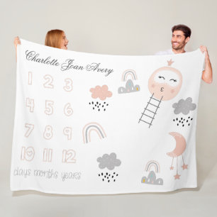 Baby Milestone Blanket Weg zum Mond Fleecedecke