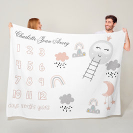 Baby Milestone Blanket Weg zum Mond Fleecedecke