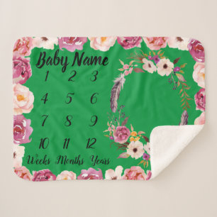 Baby Milestone Personalisiert Name Dusche Girl Ges Sherpadecke