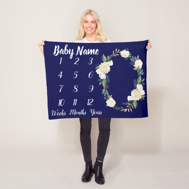 Baby Milestone Personalisiertes Duschgeschenk Fleecedecke (Beispiel)