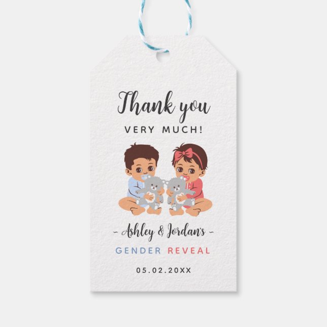 Baby mit Bärengeschlecht-Enthüllung Danke, dass Si Geschenkanhänger (Rückseite)