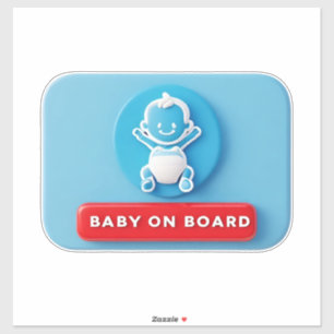 Baby mit dem Autozeichen "Baby an Bord" Aufkleber