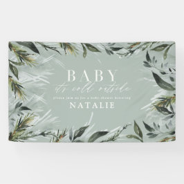 Baby mit kalter Außendusche Banner