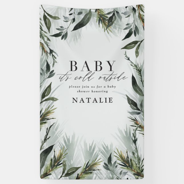 Baby mit kalter Außendusche Banner (Vertikal)