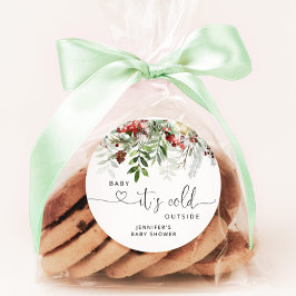 Baby mit kalter Außendusche klassisch runder Post Aufkleber