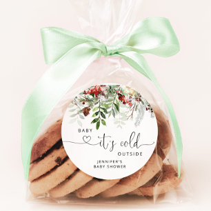 Baby mit kalter Außendusche klassisch runder Post Aufkleber