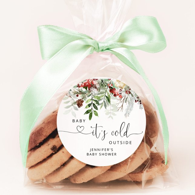 Baby mit kalter Außendusche klassisch runder Post Aufkleber (Von Creator hochgeladen)