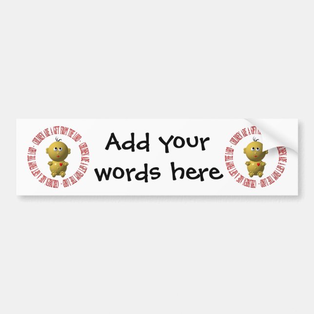 Baby mit "Kinder sind ein Geschenk des Herrn" Autoaufkleber (Vorne)