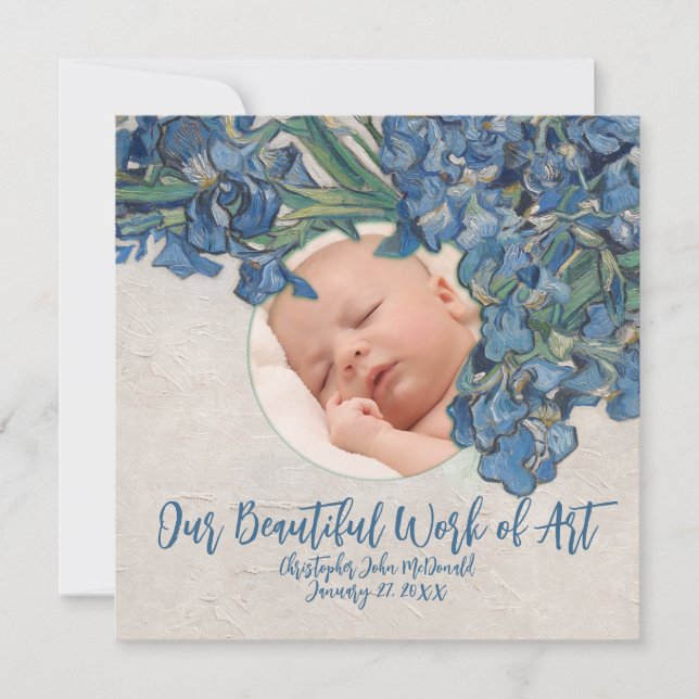 Baby mit Van Gogh Irises Karte (Vorderseite)