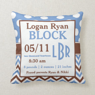 Baby-Mitteilungs-Kissen Browns blaues Kissen