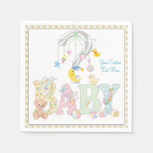 Baby Mobile Gender Reveal Paper Party Napkins Serviette