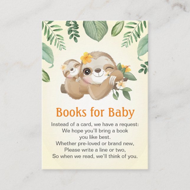 Baby Momma Sloths Books für Baby Showsprinkle Begleitkarte (Vorderseite)