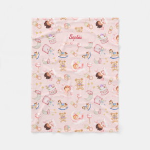 Baby Mond Stern Bär Spielzeug Thema Personalisiert Fleecedecke