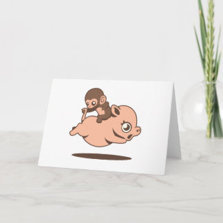 Baby Monkey (Auf einem Schwein rückwärts gehen) Karte