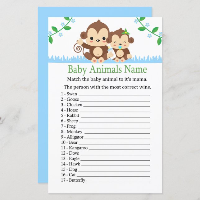 Baby Monkey Baby Animes Name Game (Vorne/Hinten)
