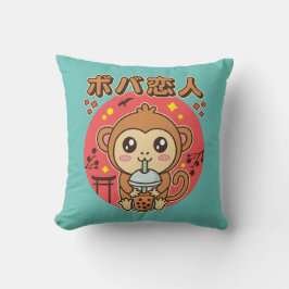 Baby Monkey Boba Tee Niedlich Kawaii Iced Tea Love Kissen