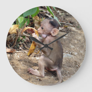 Baby Monkey Große Wanduhr