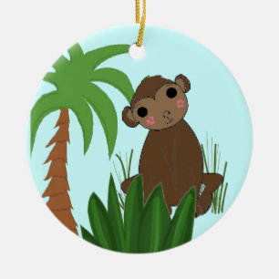 Baby Monkey Keramik Ornament