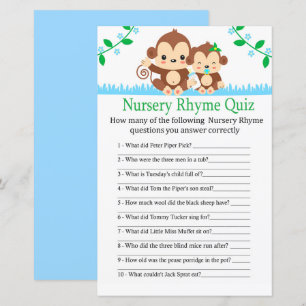 Baby Monkey Kinderzimmer Rhyme Quiz Babyduschenspi