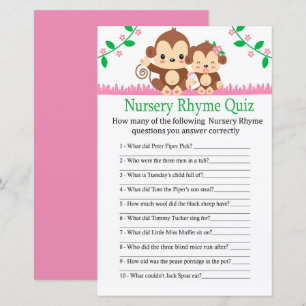 Baby Monkey Kinderzimmer Rhyme Quiz Babyduschenspi