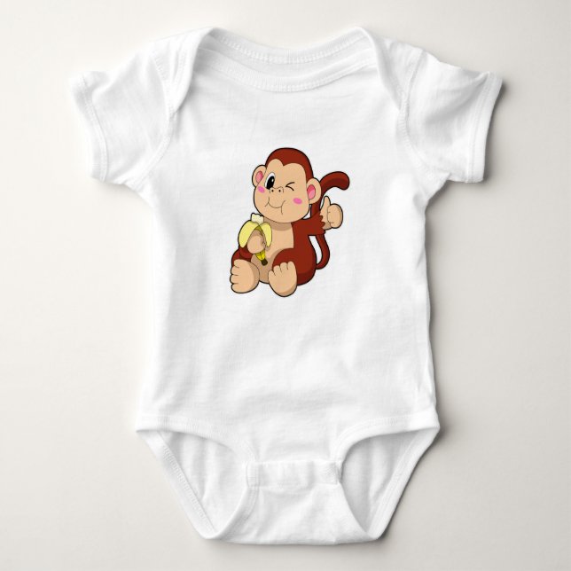 Baby Monkey mit Banana Baby Strampler (Vorderseite)