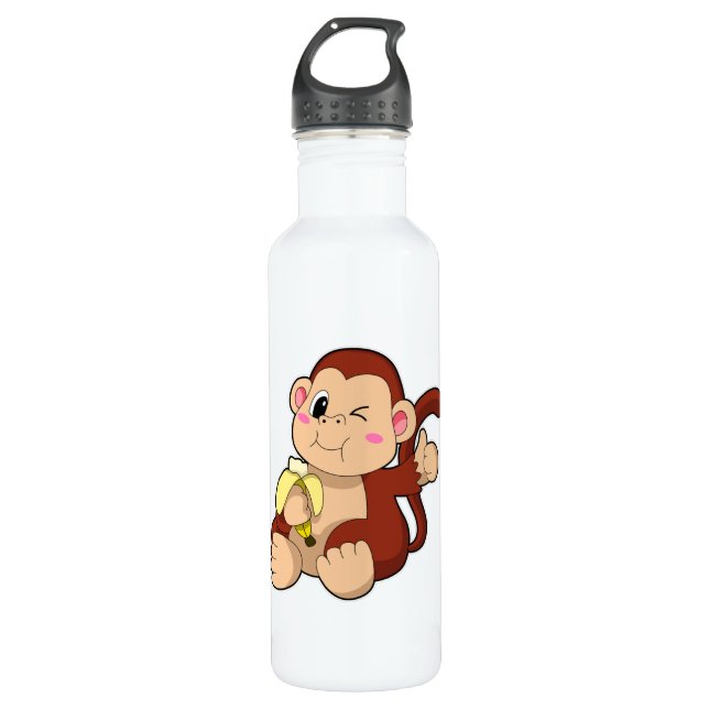 Baby Monkey mit Banana Edelstahlflasche (Vorderseite)