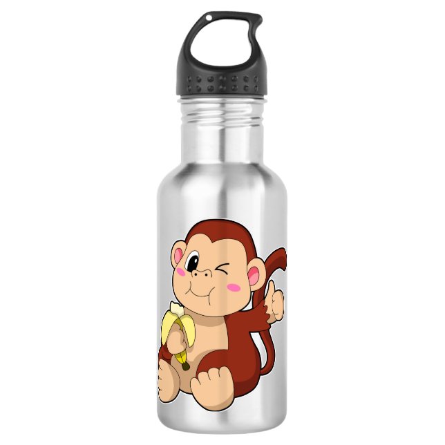 Baby Monkey mit Banana Edelstahlflasche (Vorderseite)