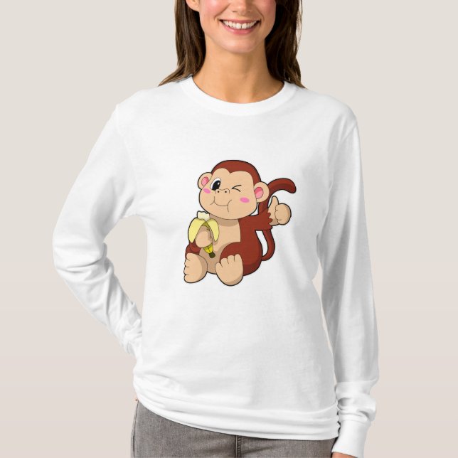 Baby Monkey mit Banana T-Shirt (Vorderseite)