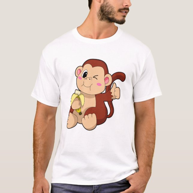 Baby Monkey mit Banana T-Shirt (Vorderseite)