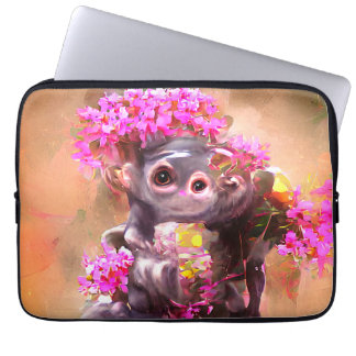Baby Monkey mit Blume Laptopschutzhülle