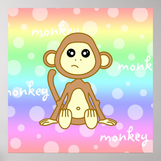 Baby Monkey Rainbow Poster Print Kinderzimmer Wall (Vorne)