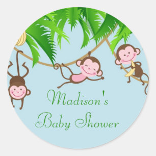 Baby Monkeys Babyparty-Aufkleber Runder Aufkleber