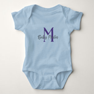 Baby Monogram Blue Unisex Name personalisieren min Strampler