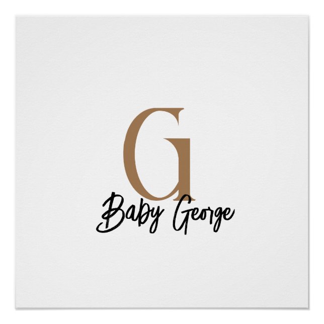Baby Monogramm unisex Geschenkname personalisieren Poster (Vorderseite)