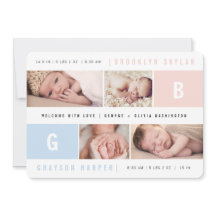 Baby-Monogramme Junge Mädchen Zwillinge 4 Mehrfach