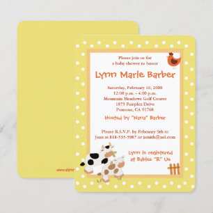 Baby Moo Cow Farm Yard Babydusche gelb Einladung